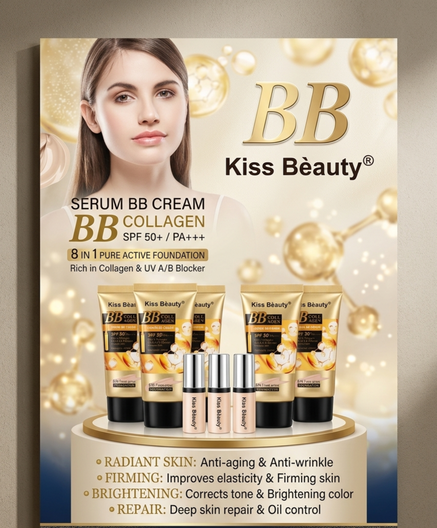 Fondotinta BB Cream 8 in 1 Con Collagene e SPF 50+