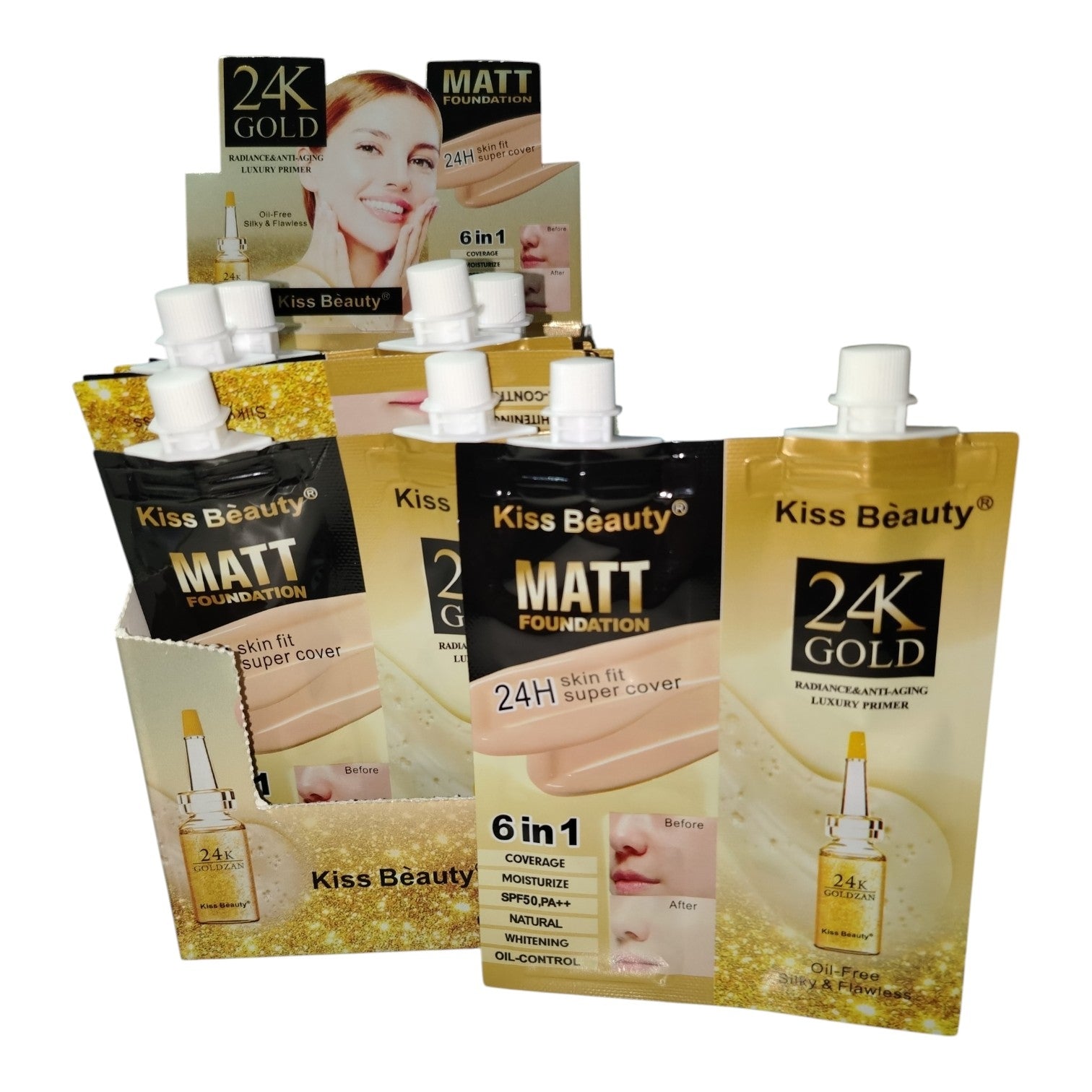 Kit Perfezione Viso 24K Gold - Primer Illuminante e Fondotinta Opaco 6 in 1