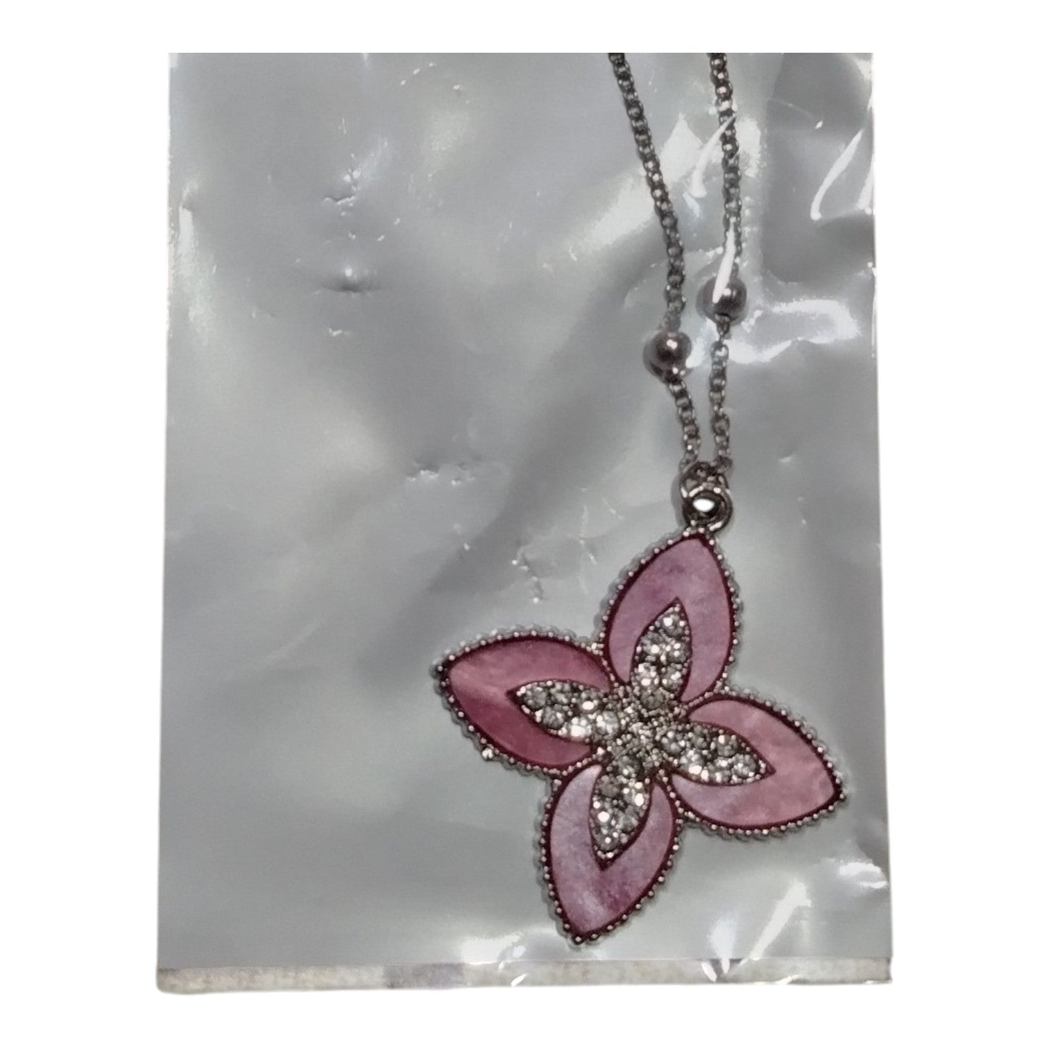 Collanine con Fiore in Acciaio Inox con Pietre Colorate per Accessori di Moda
