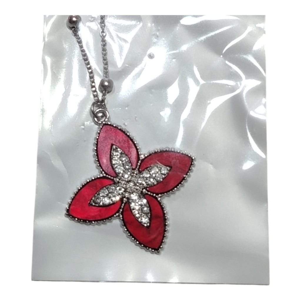 Collanine con Fiore in Acciaio Inox con Pietre Colorate per Accessori di Moda
