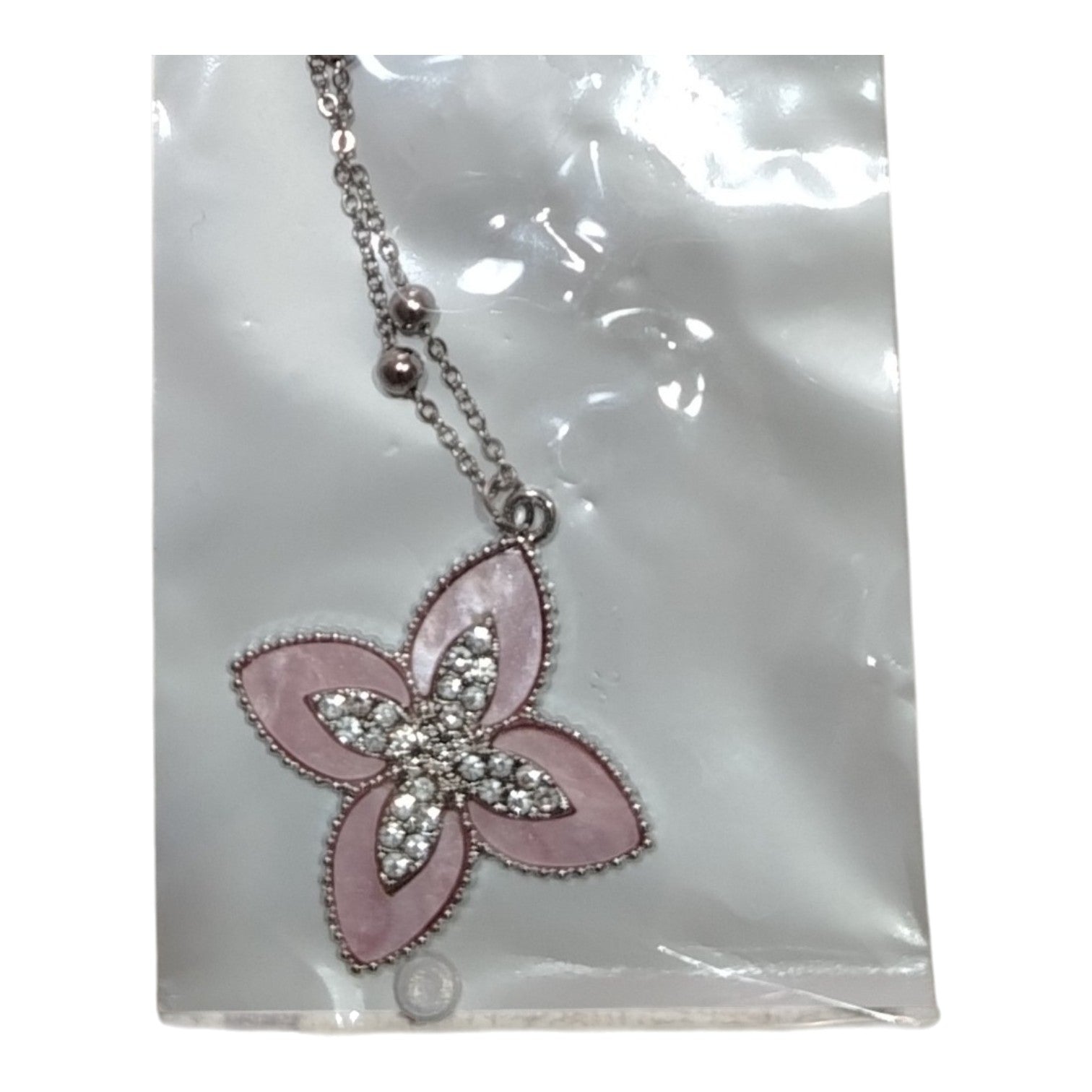 Collanine con Fiore in Acciaio Inox con Pietre Colorate per Accessori di Moda