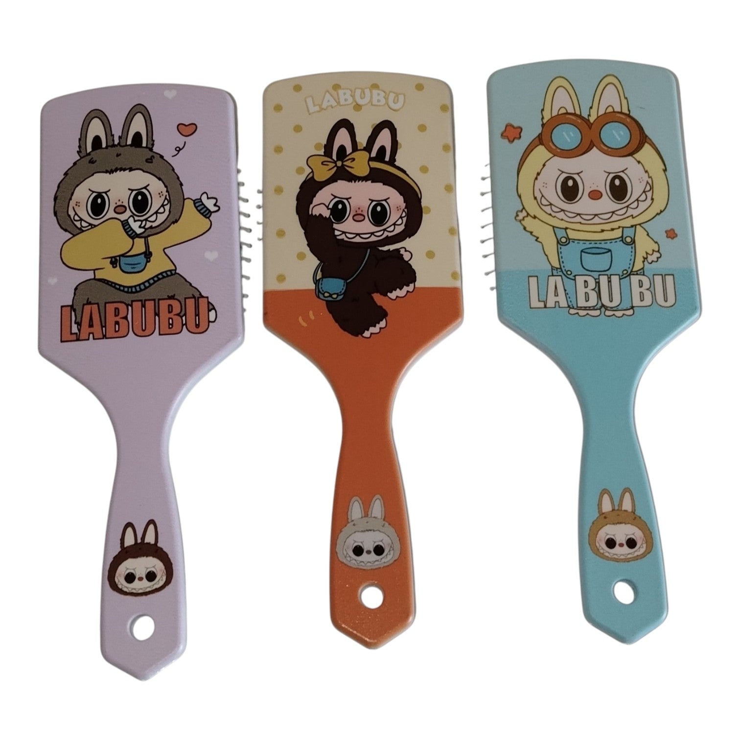 Spazzola per Capelli Piatta a Tema "Labubu" – Design Kawaii & Colori Pastello