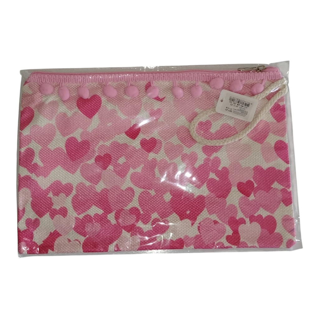 Pochette Piatta Fantasia Cuori con Pompon e Laccetto