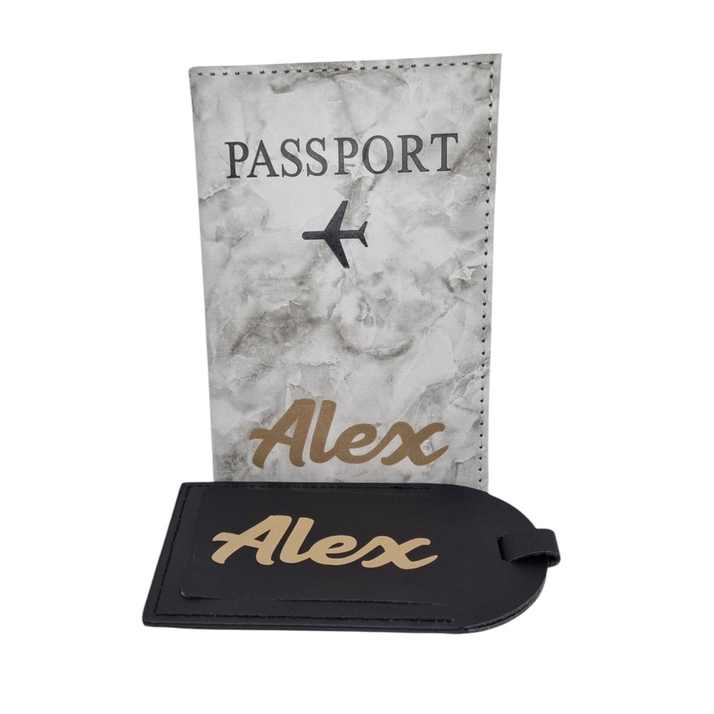 Kit porta passaporto e porta etichetta bagaglio personalizzato