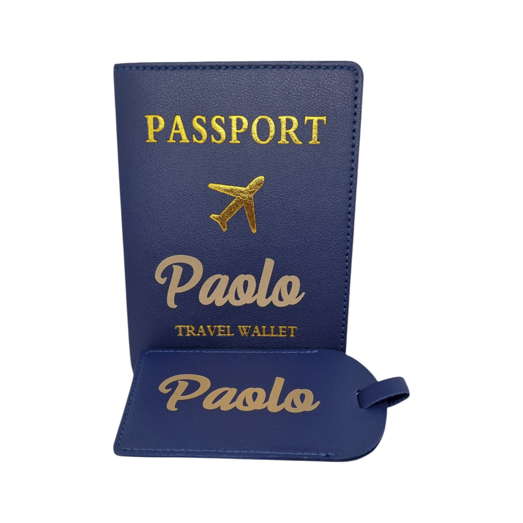 Kit porta passaporto e porta etichetta bagaglio personalizzato