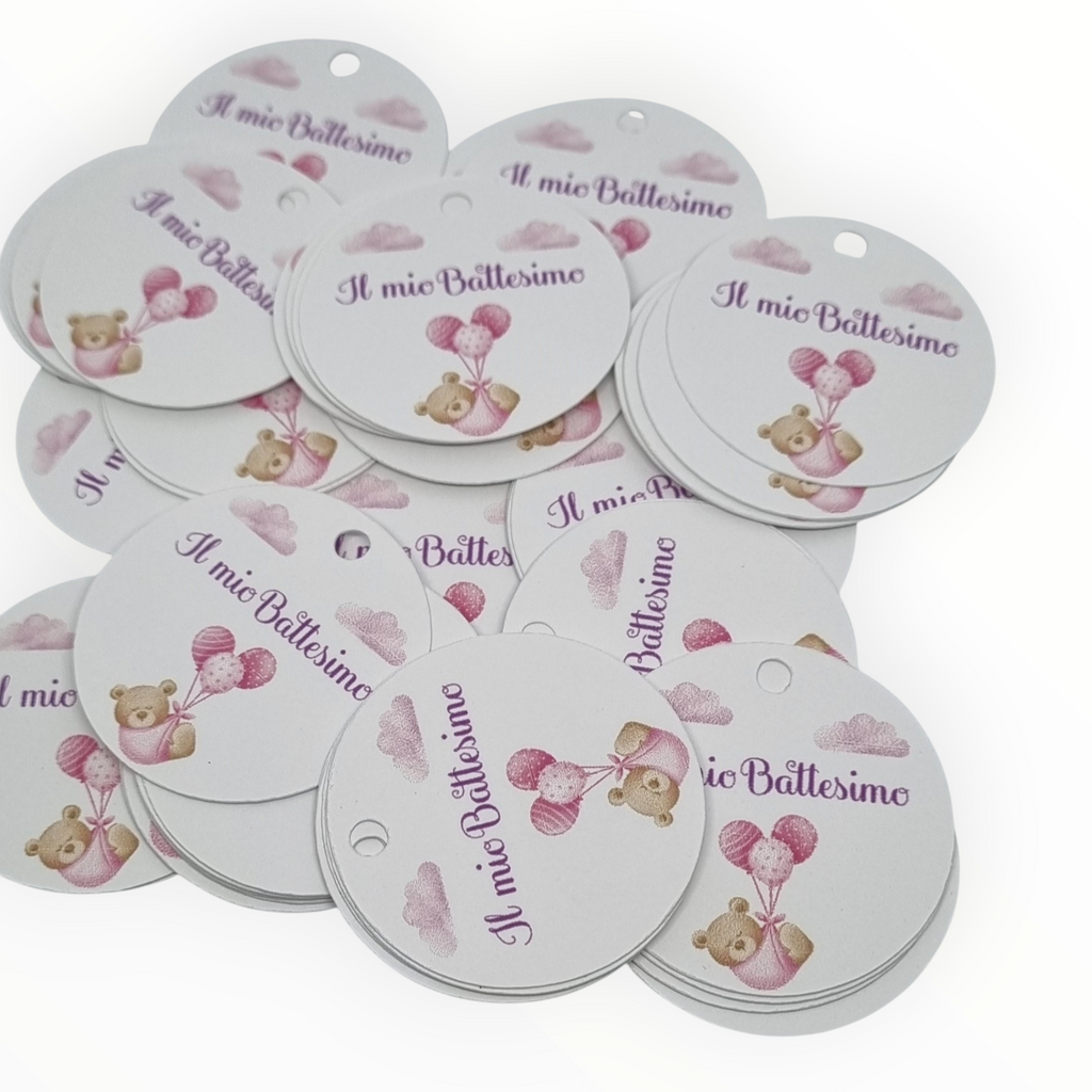 10 Cartellini per bomboniera Battesimo
