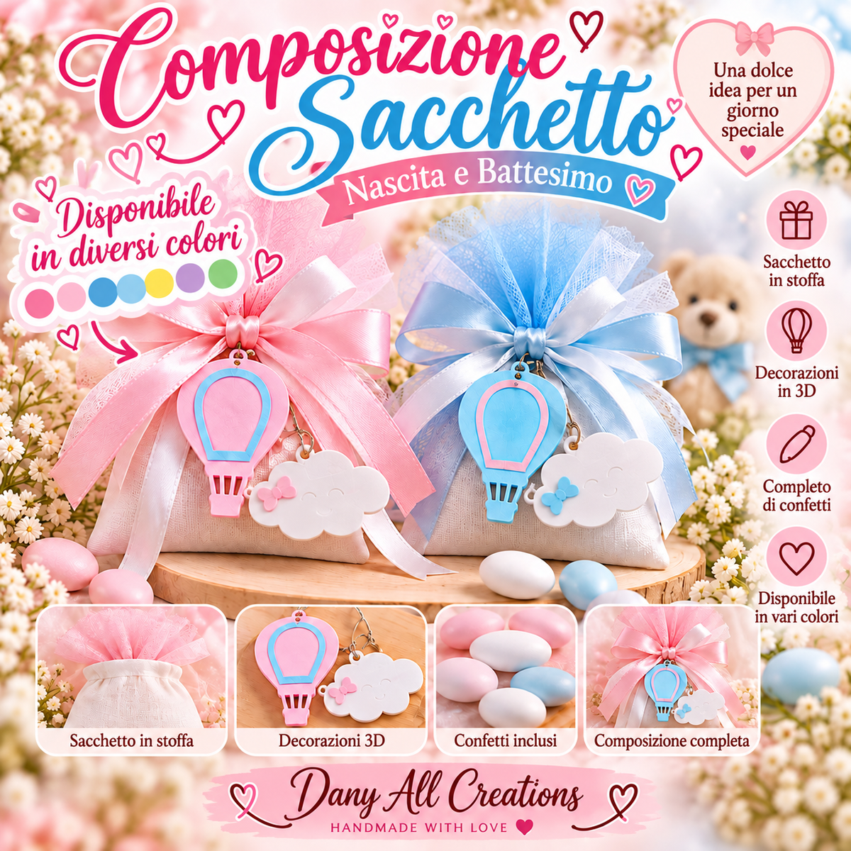 Sacchetto "Nascita e Battesimo" – Artigianato Handmade