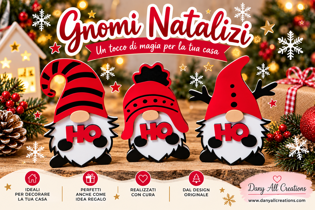 Set Gnomi Natalizi Decorativi "Ho Ho Ho" - Un Tocco di Magia per la Tua Casa (Set da 3)