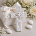Croce decorativa con cuori intrecciati - Bomboniera elegante