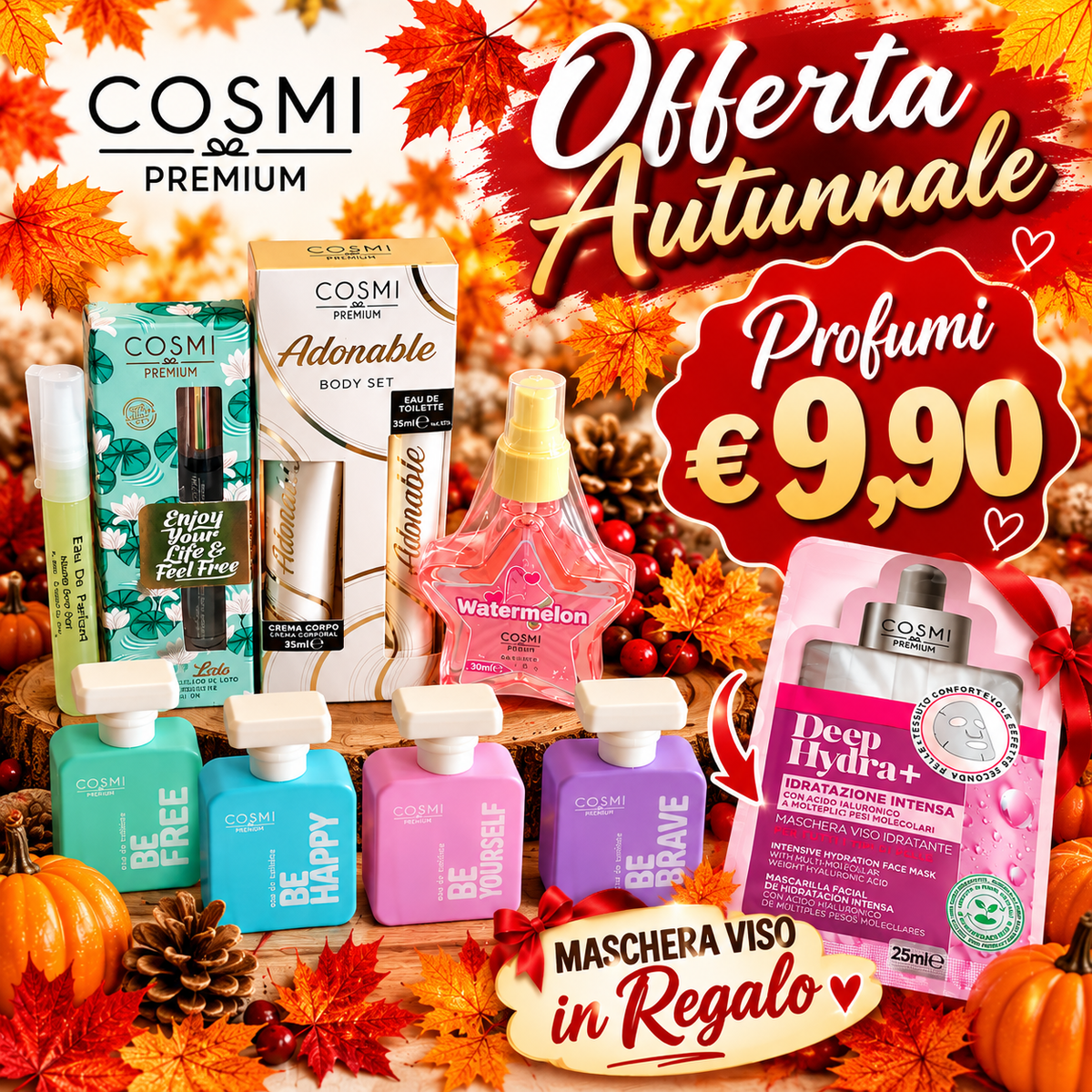 8 Profumi a soli 9,90 € + Maschera Viso in Regalo!