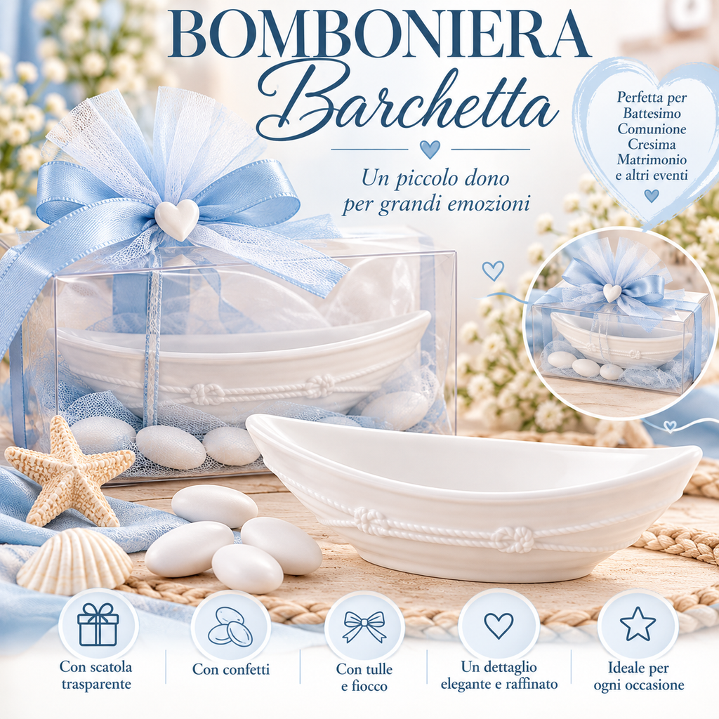 Bomboniera Barchetta in Gesso Bianco