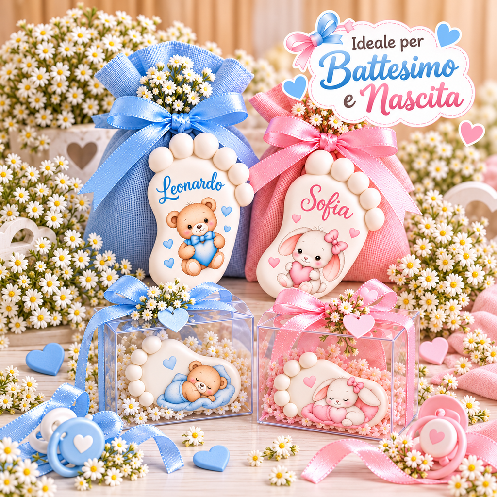Bomboniere Personalizzate a Forma di Piedino - Ideale per Battesimo e Nascita