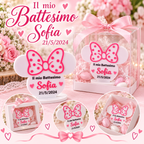 🎀 Bomboniera Battesimo Personalizzata con Fiocco Rosa